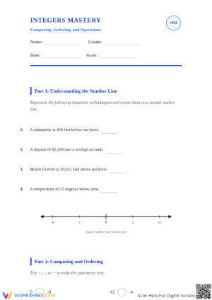 Essential Integers Mastery Worksheet | Grade 6-7 Math