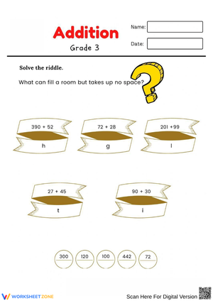 Addition Riddle Worksheet