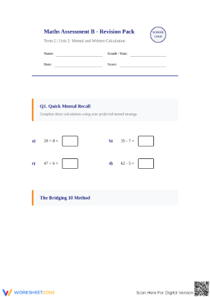 Grades 5-8 Bridging 10 — Printable No-Prep Worksheet