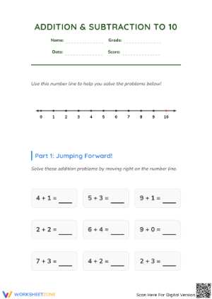 Essential Addition & Subtraction to 10 Book | Grade 1