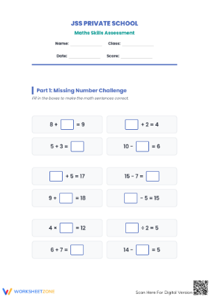 3.OA.D.8 Worksheet: Math Skills Assessment - Grade 3 Aligned