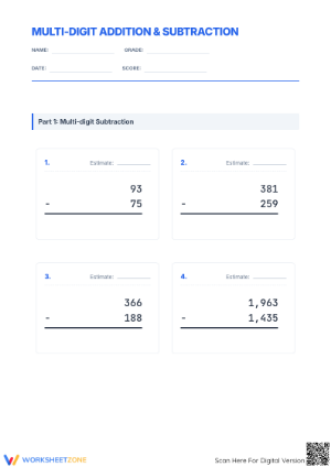 Essential Multi-Digit Addition and Subtraction Worksheet