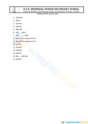 Mental math -3A