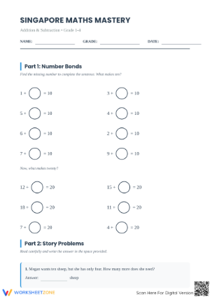 Singapore Maths Mastery Worksheet | Grade 1-4 Essential