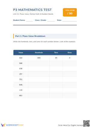 Essential 2.NBT.B.8 Place Value & Mental Math Worksheet