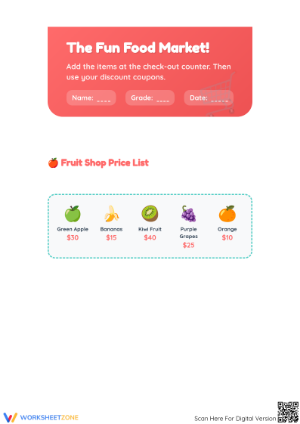 Grade 2 Market Day Money Math — Printable No-Prep Worksheet
