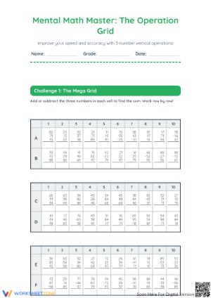 Essential Mental Math Mastery Worksheet | Grades 3-5
