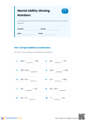 Grade 3 Mental Math — Essential No-Prep Printable Worksheet