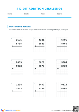 Essential 4-Digit Addition Worksheet | Grade 4 Aligned