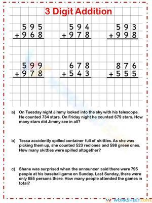 3 digit addition with regrouping