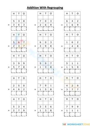 3 digit addition with regrouping