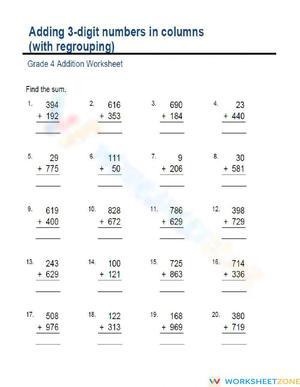 Add 3 digits with regrouping
