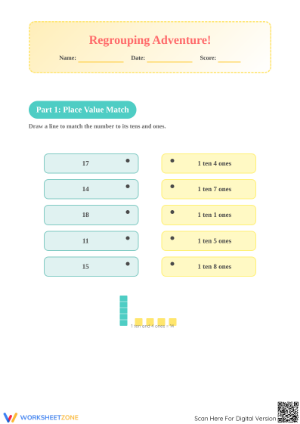 Essential Grade 1 Addition with Regrouping Worksheet