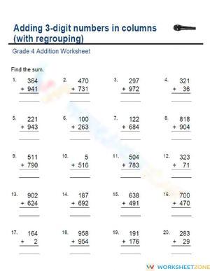 Add 3 digit with regrouping -2