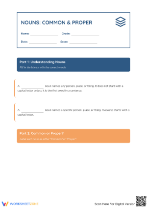Essential Common and Proper Nouns Worksheet | Grade 3-4