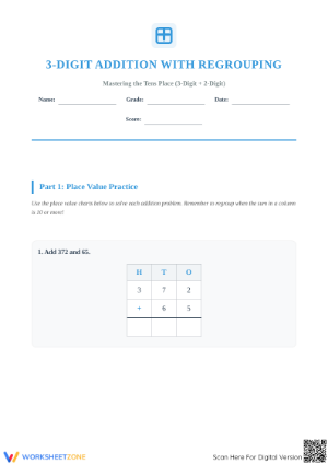 Essential 3-Digit Addition with Regrouping Grade 2 Worksheet
