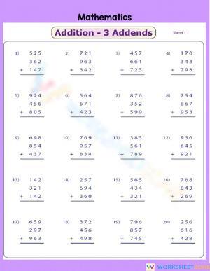 Column Addition 3 addends