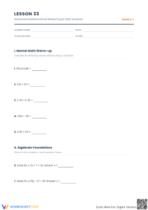 Essential Grade 6-7 Math Reasoning Worksheet (Complete)
