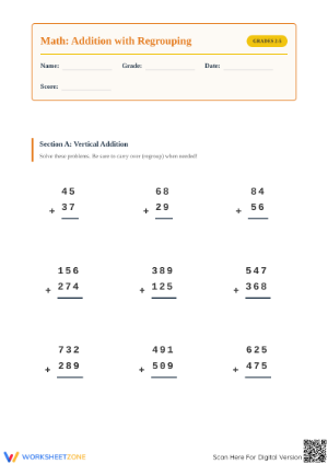 Essential Multi-Digit Addition with Regrouping