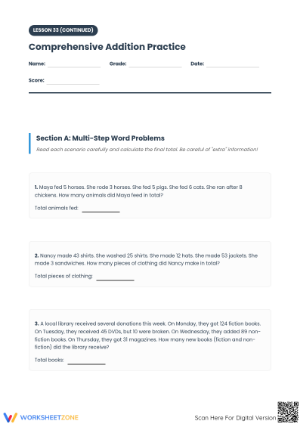 Printable Grade 6-7 Addition Mastery: 26 Comprehensive Tasks
