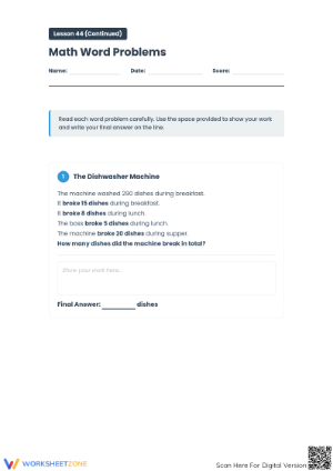 Grade 6 Multi-Step Addition Word Problems | Printable