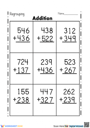 Master Addition with This Regrouping Worksheet