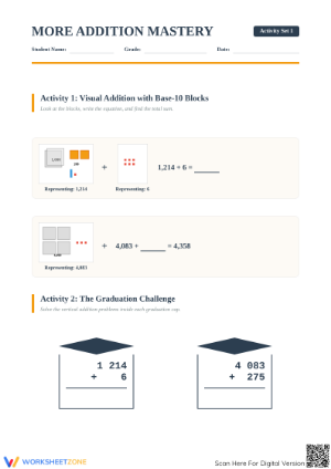 Essential Multi-Digit Addition Mastery Worksheet | Grade 4-5
