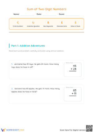 Two-Digit Addition Worksheet | Grade 2 Math Essential