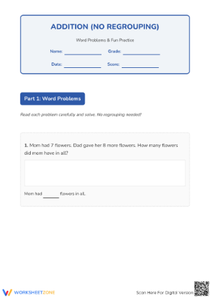 Printable Grade 2 Addition (No Regrouping) Worksheet