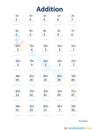 Progressive Addition Practice: Single to Two-Digit Sums