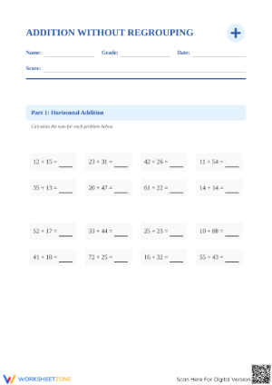 Essential Grade 2 Math: Addition without Regrouping Worksheet