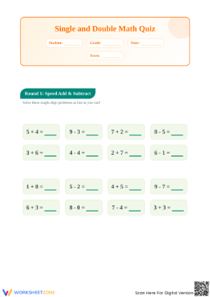 Essential Grade 2-3 Math Quiz: Mixed Addition & Subtraction