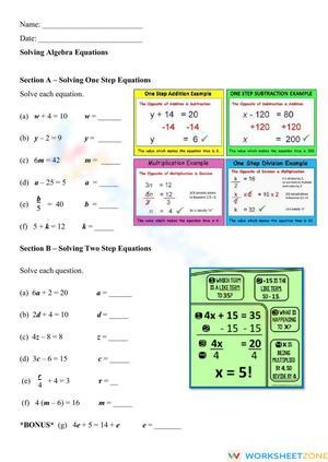 Solving Algebraic Equations Practice