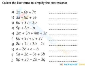 Simplify Algebraic Expressions