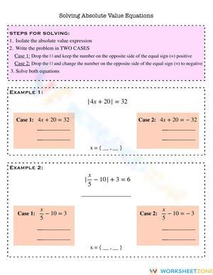 Solving Absolute Value Equations