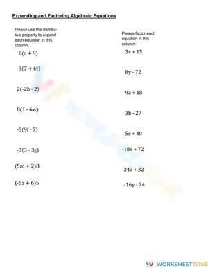 Expanding & Factoring Equations