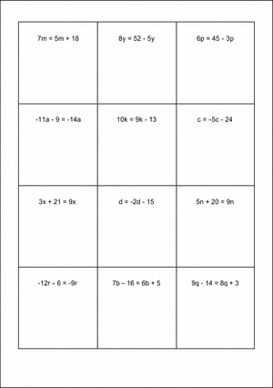 Solving Equations with Variables | Grade 8 Printable