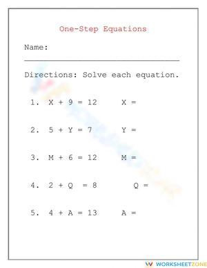One-Step Equation Practice