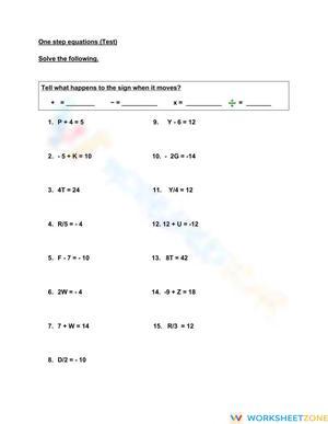 Practice Solving One-Step Equations