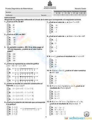 9th Grade Diagnostic Test