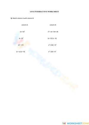 Match the Column Worksheet