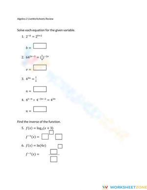 Logarithms and Exponential Equations Review