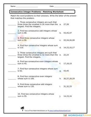 Problems with Consecutive Integers