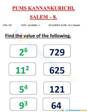 Algebra 1 Worksheet: Practice