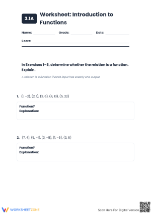 Essential Grade 8 Functions Worksheet: Identifying Relations