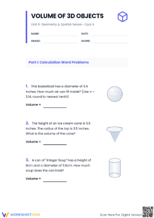 Volume of 3D Objects Quiz: Essential Grade 8 Math