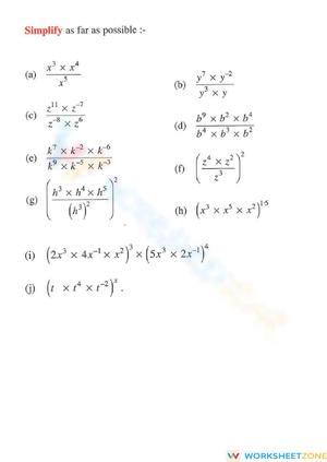 Practice Indices with This Comprehensive Worksheet