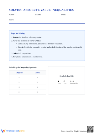 Essential Worksheet: Solving Absolute Value Inequalities