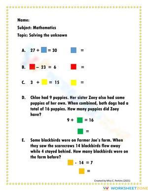 Solving for Unknown Variables Worksheet