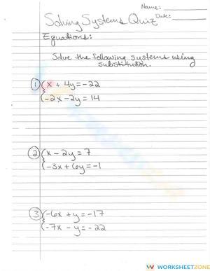Quiz: Solving Systems of Equations Practice